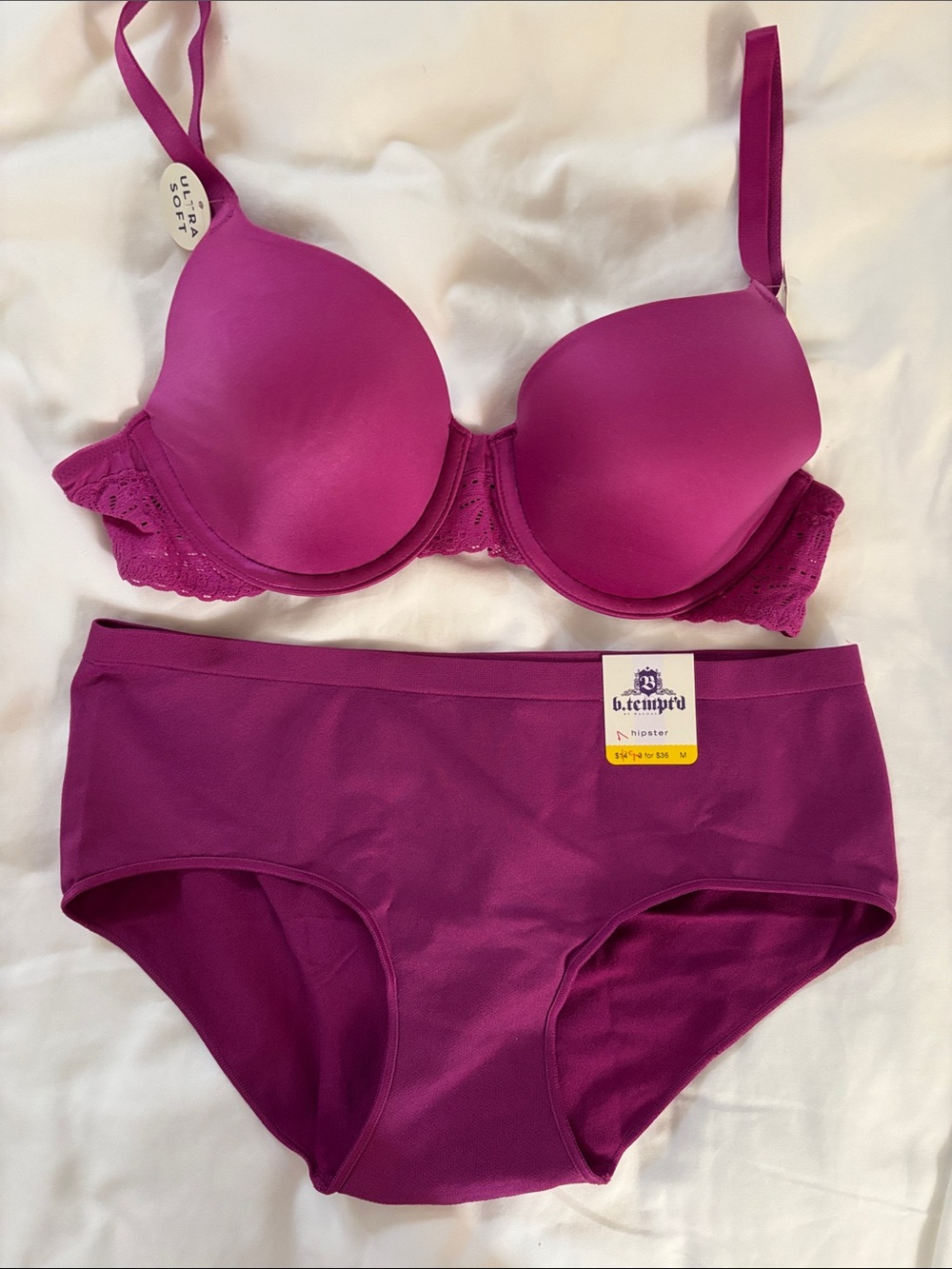 Fuchsia T-Shirt Bra and Brief Set